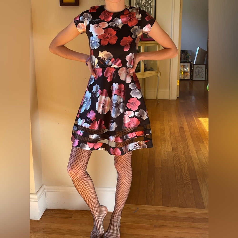 Aqua dress- size large.  Girls sizing- could fit age 10-16 slim.